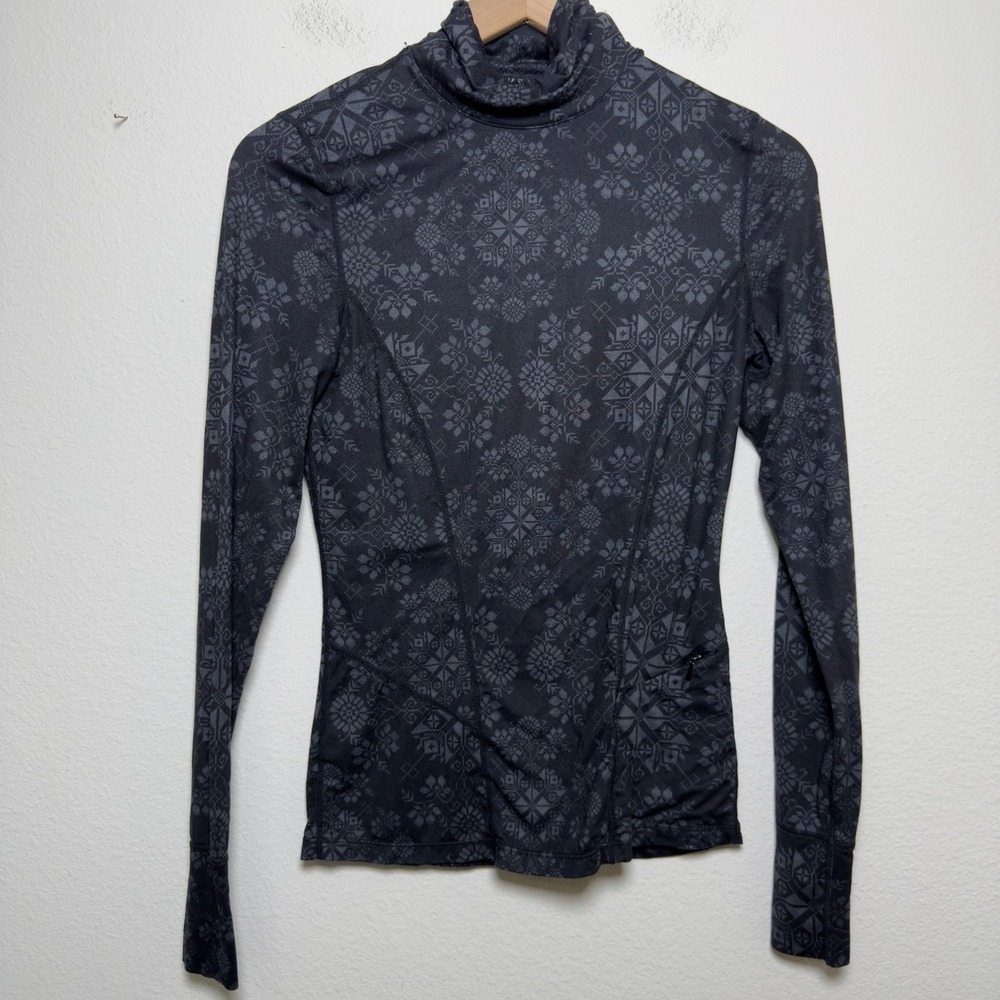 Terramar Women Cloud Nine 2.0 Top Small Black Nordic Mock Thermal Base Layer‎